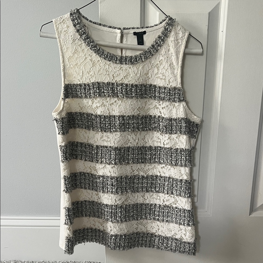 J. Crew Lace Tank Top with Gray Stripes